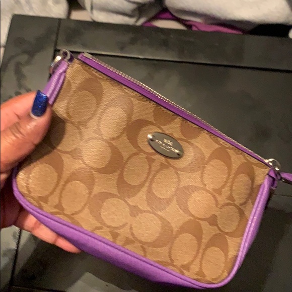 Coach Purple & Brown “C” Wristlet - Picture 4 of 5